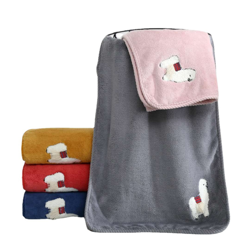 Lingfeng coral fleece kupaonski ručnik s izvezenim uzorkom, 500 g/m², 150D, za kupaonicu ili plažu