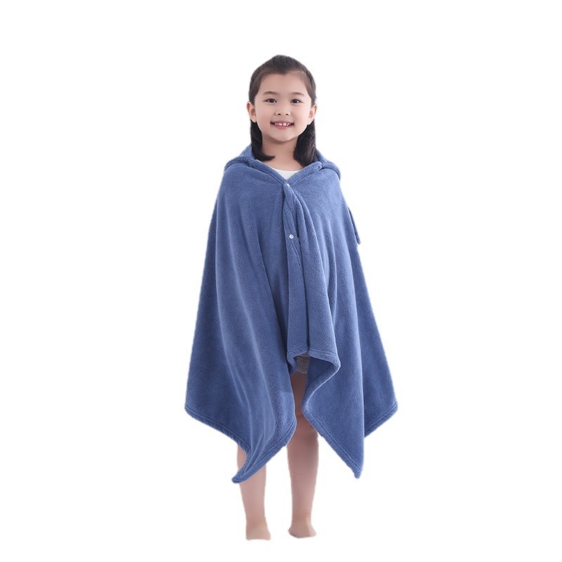 Prosop de baie pentru copii cu glugă din coral fleece, 150D, conținut nylon 15%, broderie și tivire, greutate 300-400 g