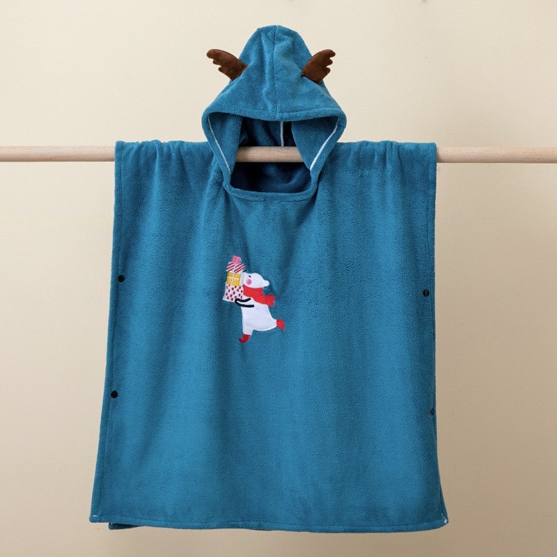 Prosop de baie cu glugă pentru copii, din Coral Fleece, 300–400 g/m², 150D, țesătură simplă, procesare personalizată