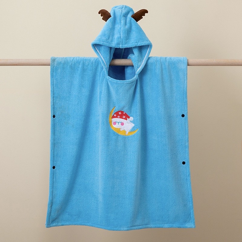 Prosop de baie cu glugă pentru copii, din Coral Fleece, 300–400 g/m², 150D, țesătură simplă, procesare personalizată