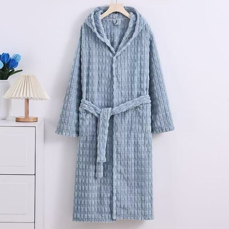 Halat de baie cu glugă din fleece coral, pentru iarnă, pentru cupluri, absorbant la apă, poliester, 600 g