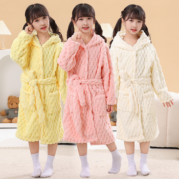 Halat de baie pentru copii cu glugă din velur, poncho, iarnă, material: nailon