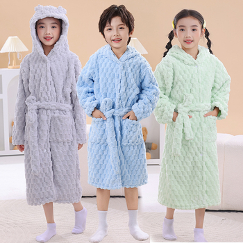 Halat de baie pentru copii cu glugă din velur, poncho, iarnă, material: nailon