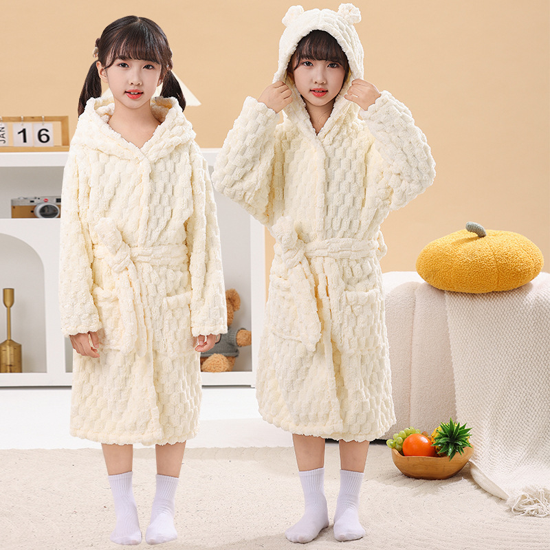 Halat de baie pentru copii cu glugă din velur, poncho, iarnă, material: nailon