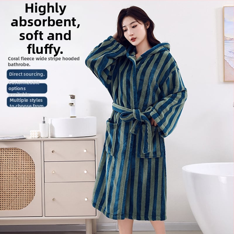 Ρόμπα μπάνιου για γυναίκες, ύφασμα Coral fleece, μίξη ινών ακρυλικού 85/15, φθινοπωρινό μοντέλο
