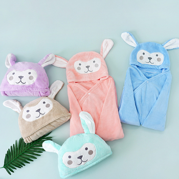 Halat de baie pentru copii cu glugă, Coral Fleece, 400–500 g, 150D, Plain Weave, Procesare personalizabilă