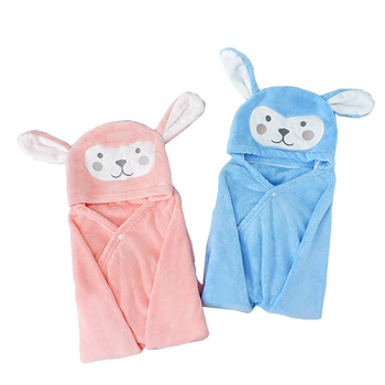 Halat de baie pentru copii cu glugă, Coral Fleece, 400–500 g, 150D, Plain Weave, Procesare personalizabilă