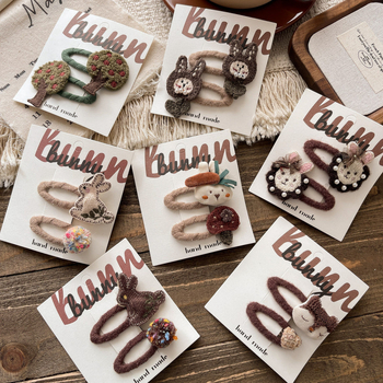 Детски клип за коса с анимационно зайче - плат, Tie-Dye ефект, модел със малки животни, за деца