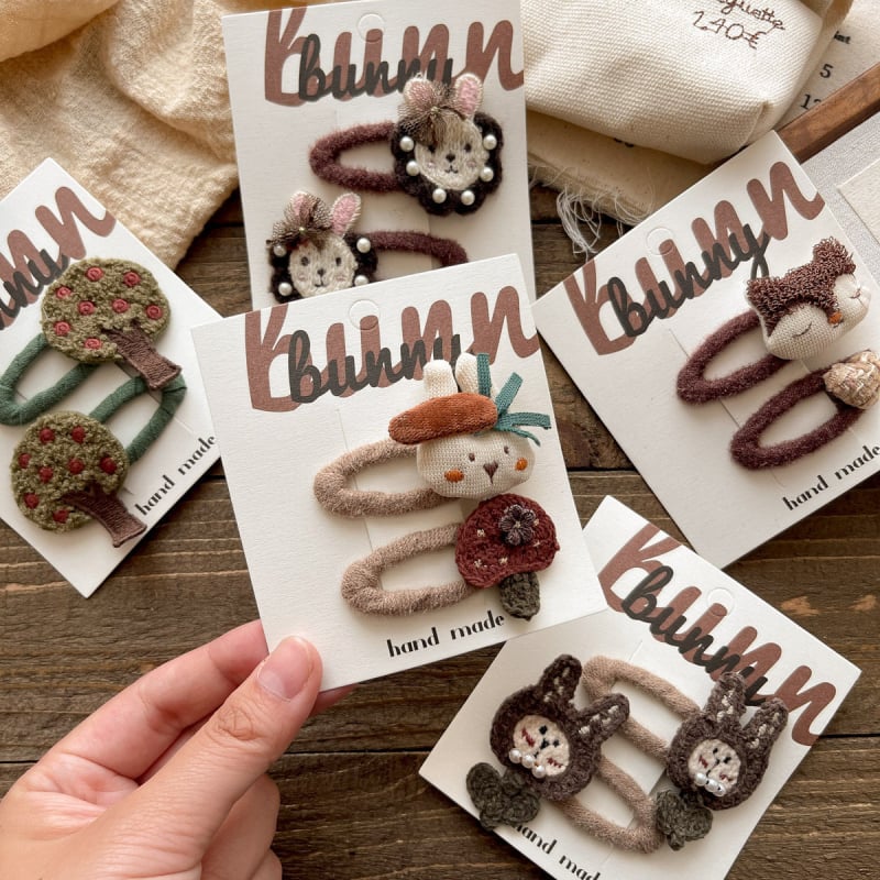 Детски клип за коса с анимационно зайче - плат, Tie-Dye ефект, модел със малки животни, за деца