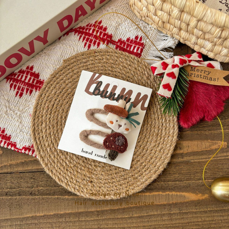 Детски клип за коса с анимационно зайче - плат, Tie-Dye ефект, модел със малки животни, за деца