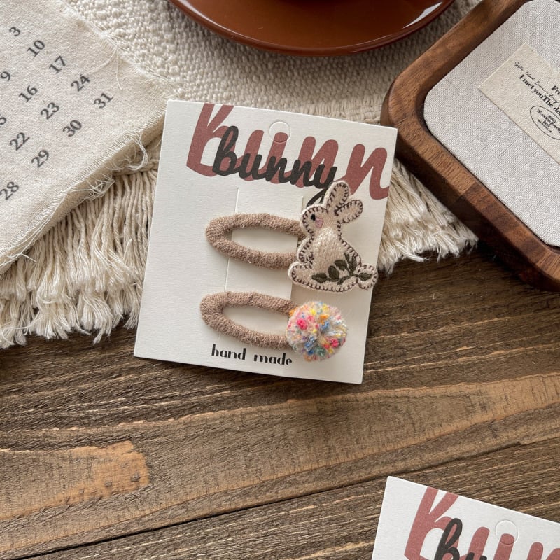 Детски клип за коса с анимационно зайче - плат, Tie-Dye ефект, модел със малки животни, за деца