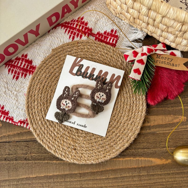 Детски клип за коса с анимационно зайче - плат, Tie-Dye ефект, модел със малки животни, за деца