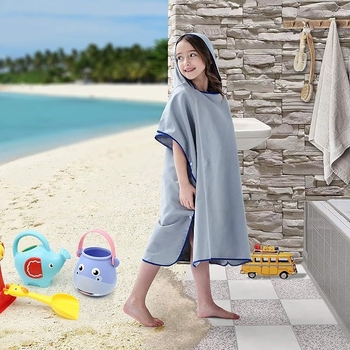 Dječji kapucjačasti ručnik od mikrovlakana za plažu – ultra-fina vlakna; poliester + poliamid vlakna; 200 g; brzo suši; upija vlagu