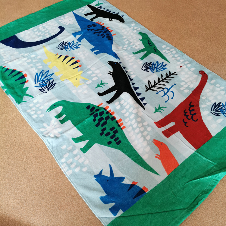 Prosop copii de baie/plajă cu imprimeu desen animat — 100% bumbac, 300–400 g, 21 fibre, imprimare, velur decupat