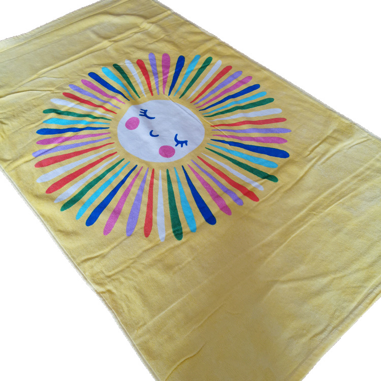 Prosop copii de baie/plajă cu imprimeu desen animat — 100% bumbac, 300–400 g, 21 fibre, imprimare, velur decupat