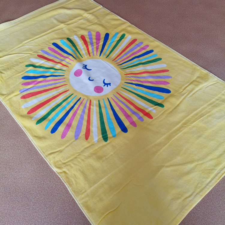 Prosop copii de baie/plajă cu imprimeu desen animat — 100% bumbac, 300–400 g, 21 fibre, imprimare, velur decupat