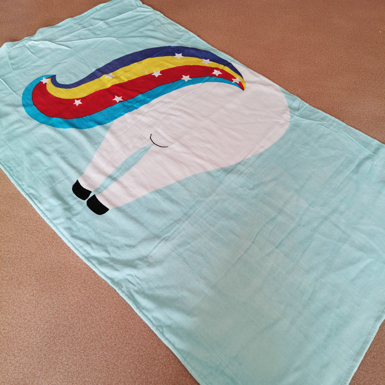 Prosop copii de baie/plajă cu imprimeu desen animat — 100% bumbac, 300–400 g, 21 fibre, imprimare, velur decupat