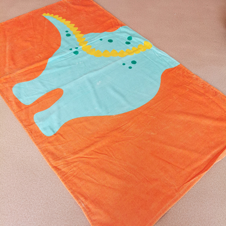 Prosop copii de baie/plajă cu imprimeu desen animat — 100% bumbac, 300–400 g, 21 fibre, imprimare, velur decupat