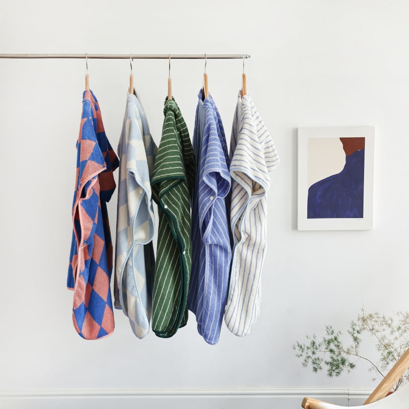 Halat de baie pentru copii din bumbac combed, 99% bumbac, model cu dungi în formă de romb, primăvară