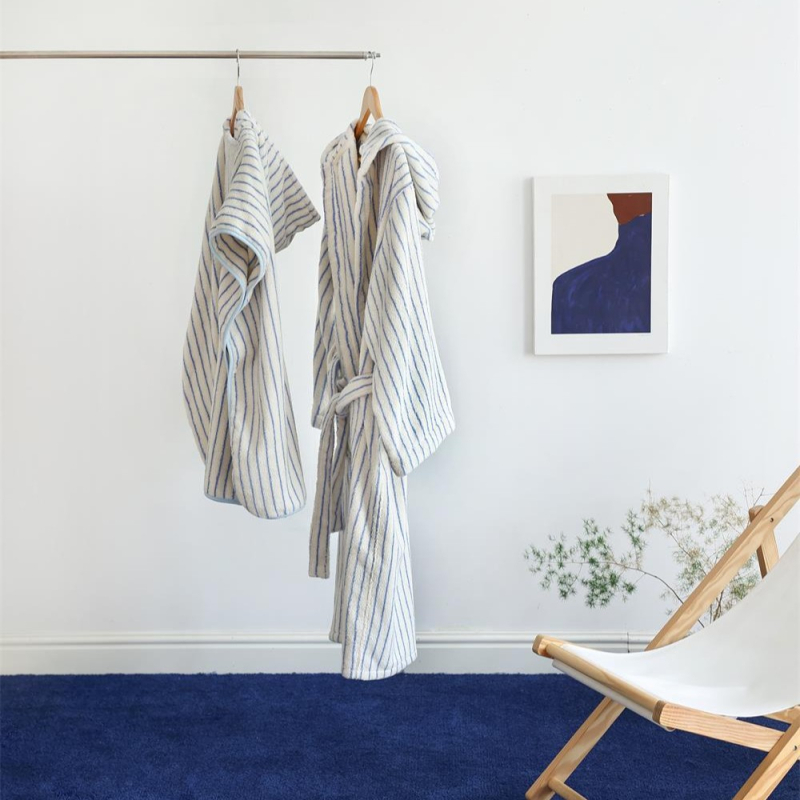 Halat de baie pentru copii din bumbac combed, 99% bumbac, model cu dungi în formă de romb, primăvară