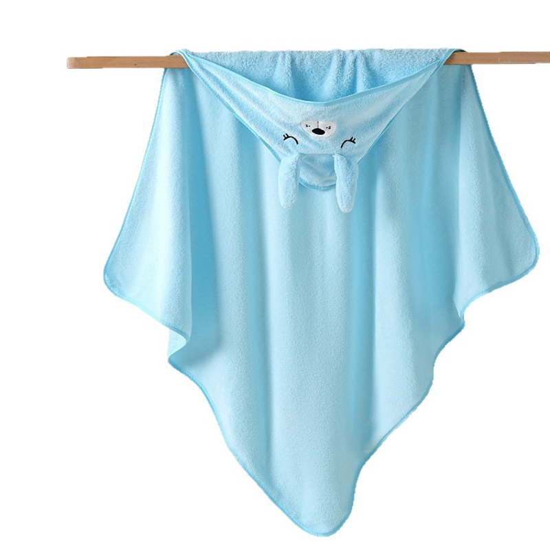 Dječji ručnik za kupanje s kapuljačom - koralni fleece, 150D, 120–140 g, brzo sušenje, uzorak: crtani likovi, slova, vezenje