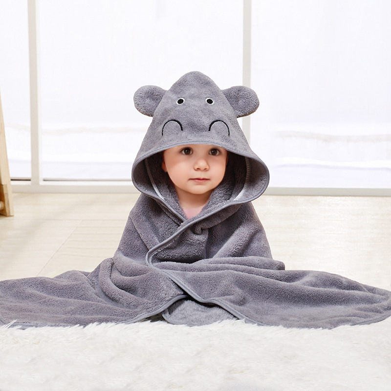 Prosop de baie pentru copii cu glugă, din fibră de poliester, cu model animal, potrivit pentru nou-născuți, utilizare pe tot parcursul anului