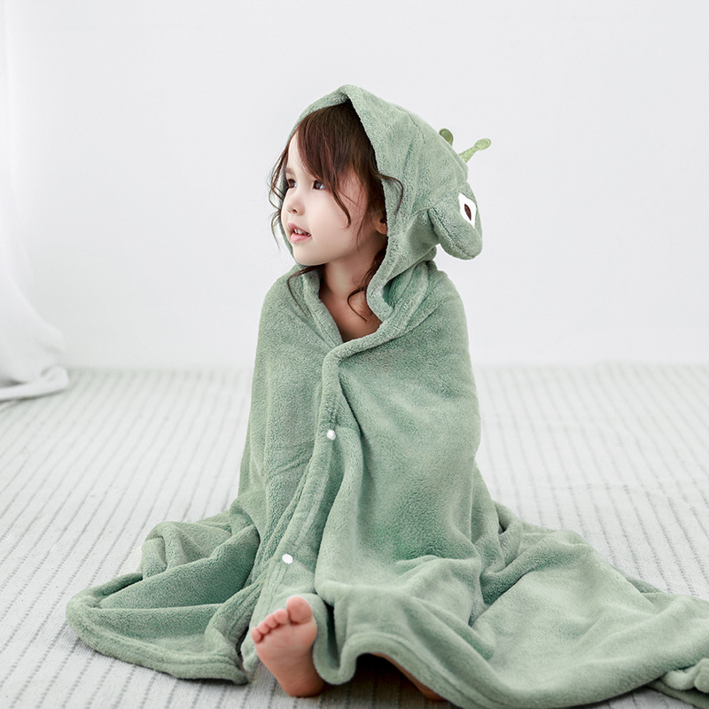 Παιδική πετσέτα μπάνιου με κουκούλα - κοραλλί φλίς, απορροφητική και γρήγορα στεγνώνει, 300–400 g, 40s νήματα, κέντημα και κομμένο βελούδο