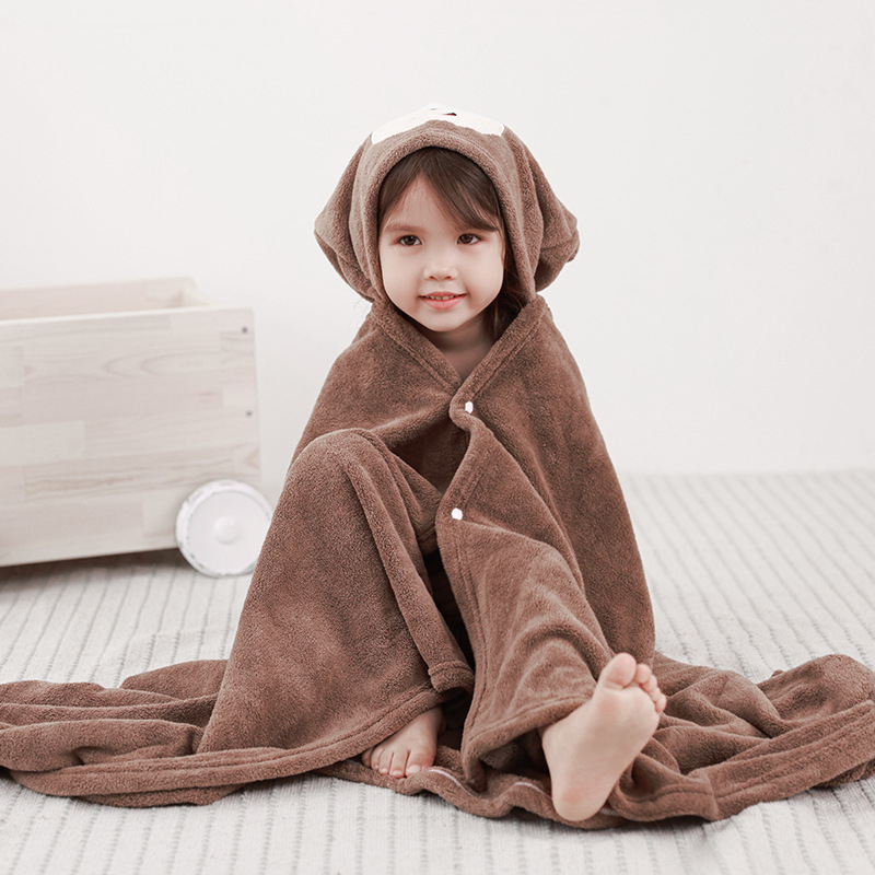 Παιδική πετσέτα μπάνιου με κουκούλα - κοραλλί φλίς, απορροφητική και γρήγορα στεγνώνει, 300–400 g, 40s νήματα, κέντημα και κομμένο βελούδο