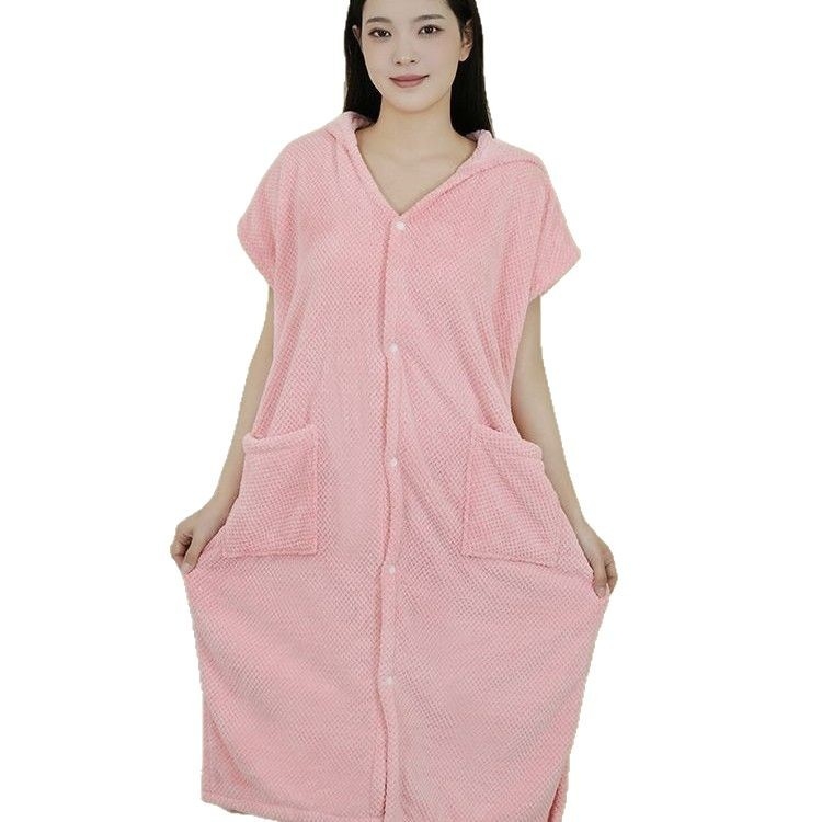 Nosivi ručnik za kupanje s kapuljom – koralni fleece, 500 g+, 150D Jacquard, ručnik za kupanje/plaza