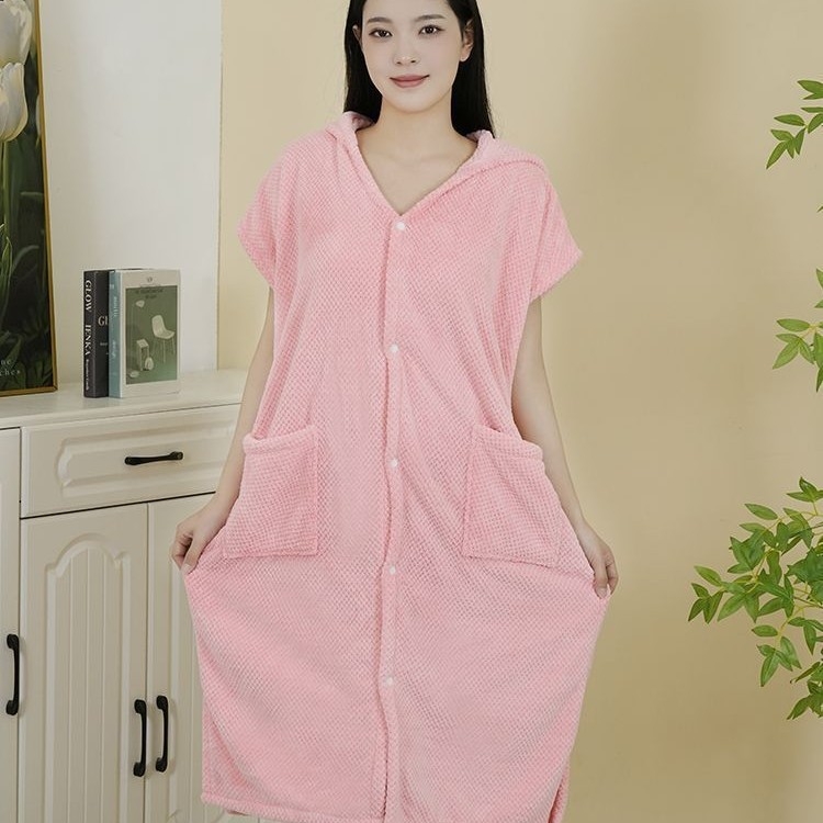 Nosivi ručnik za kupanje s kapuljom – koralni fleece, 500 g+, 150D Jacquard, ručnik za kupanje/plaza