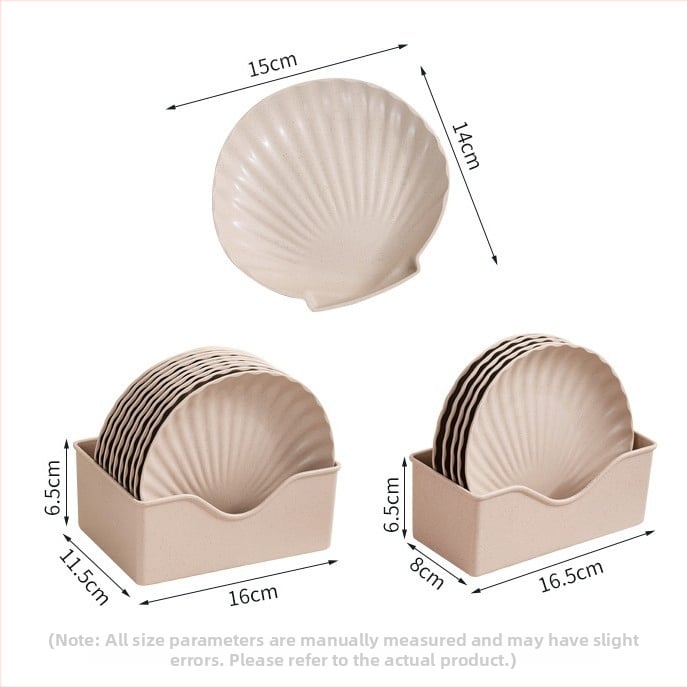 15 cm mušľový tanier z pšeničnej slamy, odolný ovocný tanier do obývačky, škandinávsky minimalistický štýl