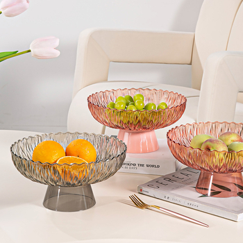 Yilijie пластмасова чиния за плодове – Нов китайски стил, пускане през 2024 г., първокласно качество, дървообразен узор, холна декорация и съхранение