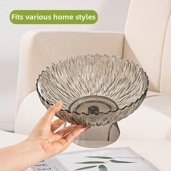 Yilijie пластмасова чиния за плодове – Нов китайски стил, пускане през 2024 г., първокласно качество, дървообразен узор, холна декорация и съхранение