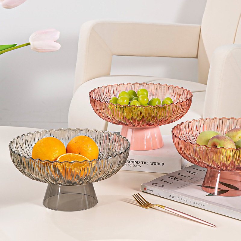 Yilijie пластмасова чиния за плодове – Нов китайски стил, пускане през 2024 г., първокласно качество, дървообразен узор, холна декорация и съхранение