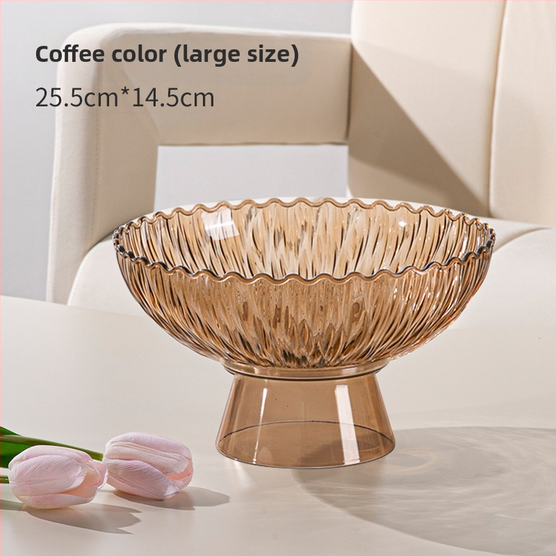 Yilijie пластмасова чиния за плодове – Нов китайски стил, пускане през 2024 г., първокласно качество, дървообразен узор, холна декорация и съхранение