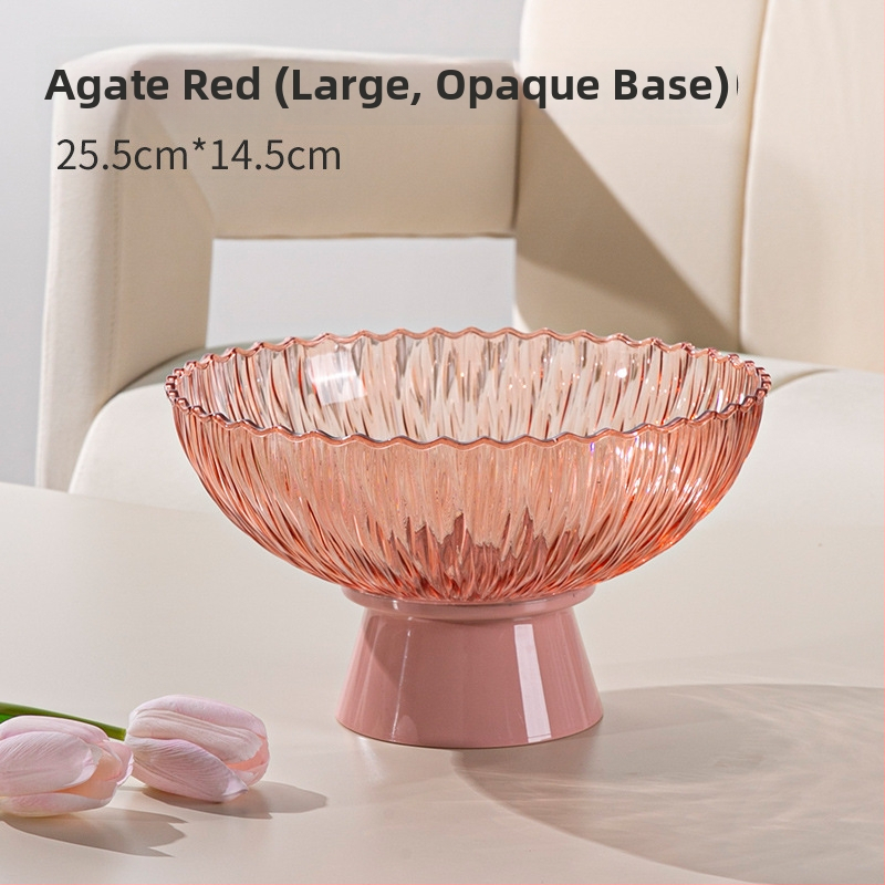 Yilijie пластмасова чиния за плодове – Нов китайски стил, пускане през 2024 г., първокласно качество, дървообразен узор, холна декорация и съхранение