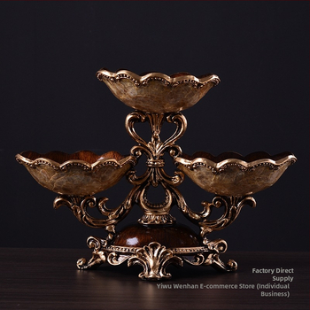 Чиния за плодове, европейски стил, луксозна ретро визия за дневната, метал, изчистен универсален дизайн, първокласно качество