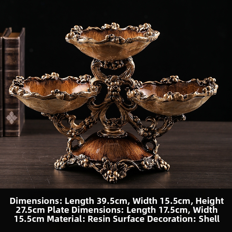 Чиния за плодове, европейски стил, луксозна ретро визия за дневната, метал, изчистен универсален дизайн, първокласно качество