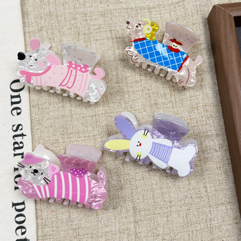 Ακρυλικό κλιπ μαλλιών με γκριπερ, παιδικό αγροτικό στυλ, φρέσκο και γλυκό, αξεσουάρ μαλλιών