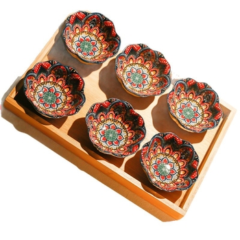 Порцеланова плодова чиния — Богемски стил, Луксозен ретро дизайн, Принт