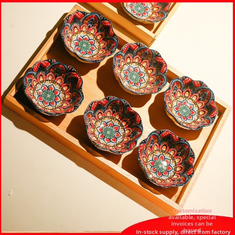 Порцеланова плодова чиния — Богемски стил, Луксозен ретро дизайн, Принт