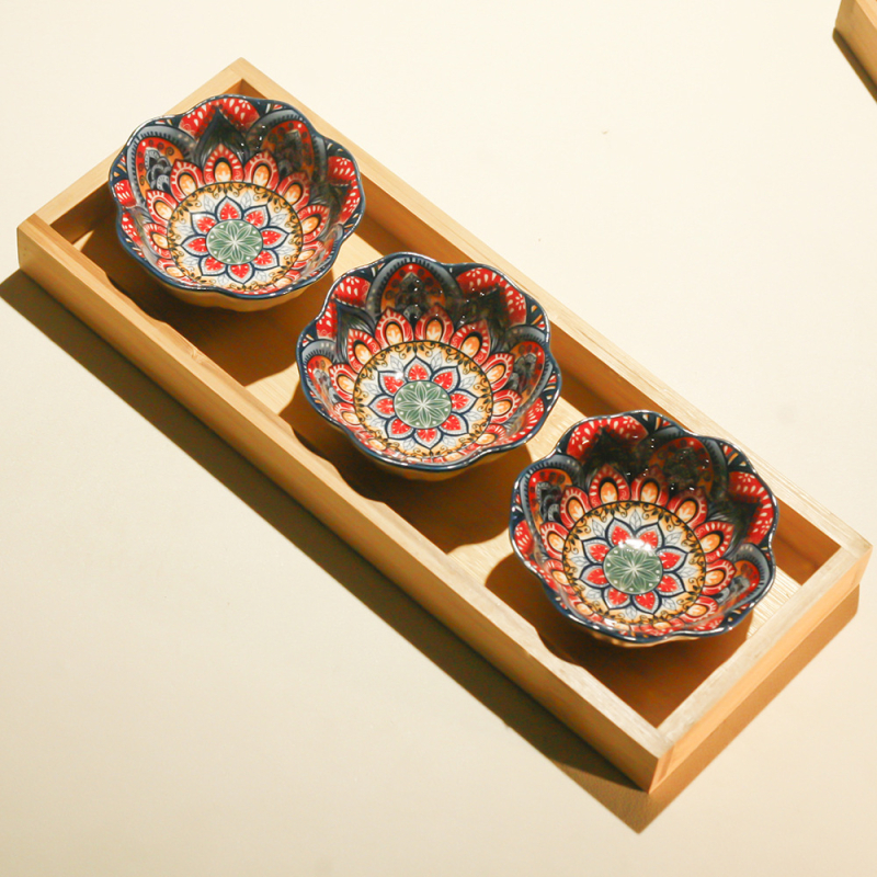 Порцеланова плодова чиния — Богемски стил, Луксозен ретро дизайн, Принт