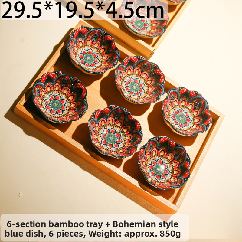 Порцеланова плодова чиния — Богемски стил, Луксозен ретро дизайн, Принт