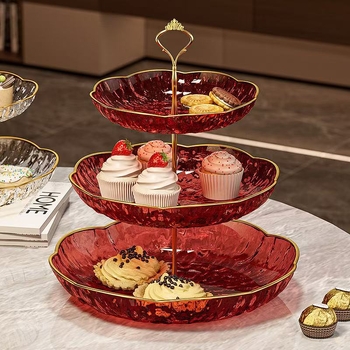 Пластмасова корона в европейски стил — стойка за плодови чинии, триредова десертна подложка за сватби и партита