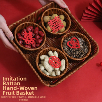 Hi rabbit ръчно преплетена кошничка за плодове с четири секции, декорация за нов дом