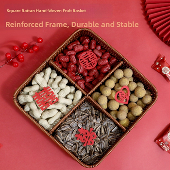 Hi rabbit ръчно преплетена кошничка за плодове с четири секции, декорация за нов дом