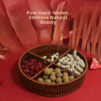 Hi rabbit ръчно преплетена кошничка за плодове с четири секции, декорация за нов дом