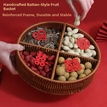 Hi rabbit ръчно преплетена кошничка за плодове с четири секции, декорация за нов дом