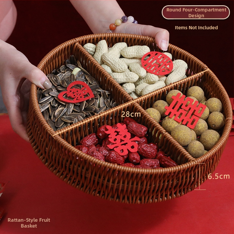 Hi rabbit ръчно преплетена кошничка за плодове с четири секции, декорация за нов дом