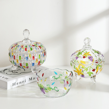 Стъклена плодова чиния, серия ръчно рисувана от майстори, Jing ao, пусната през 2024 г., стил Нов китайски стил